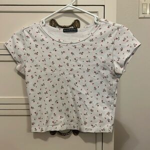 Brandy melville white floral shirt size small